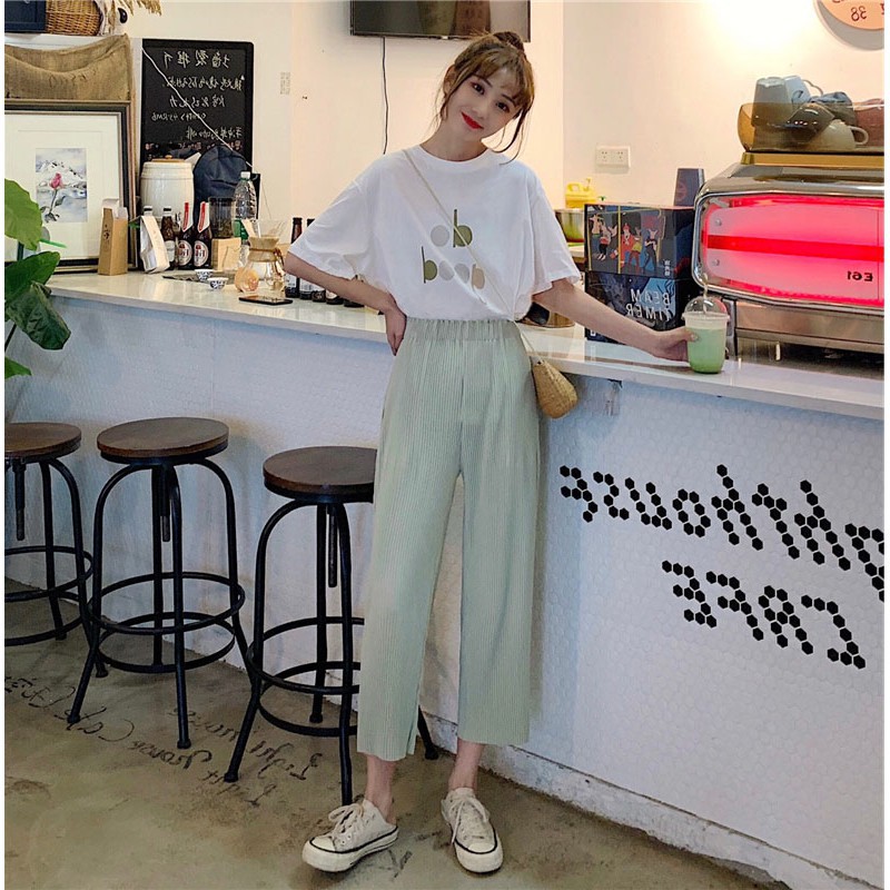 Bộ áo thun tay ngắn + quần dài lưng thun C3418 cho nữ