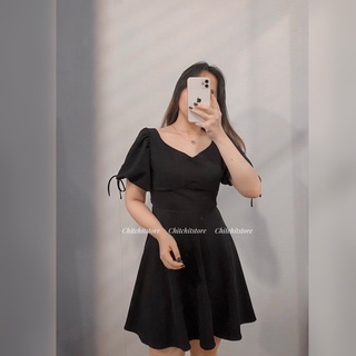 (CÓ BIGSIZE)  Đầm đen nơ tay - Chitchitstore