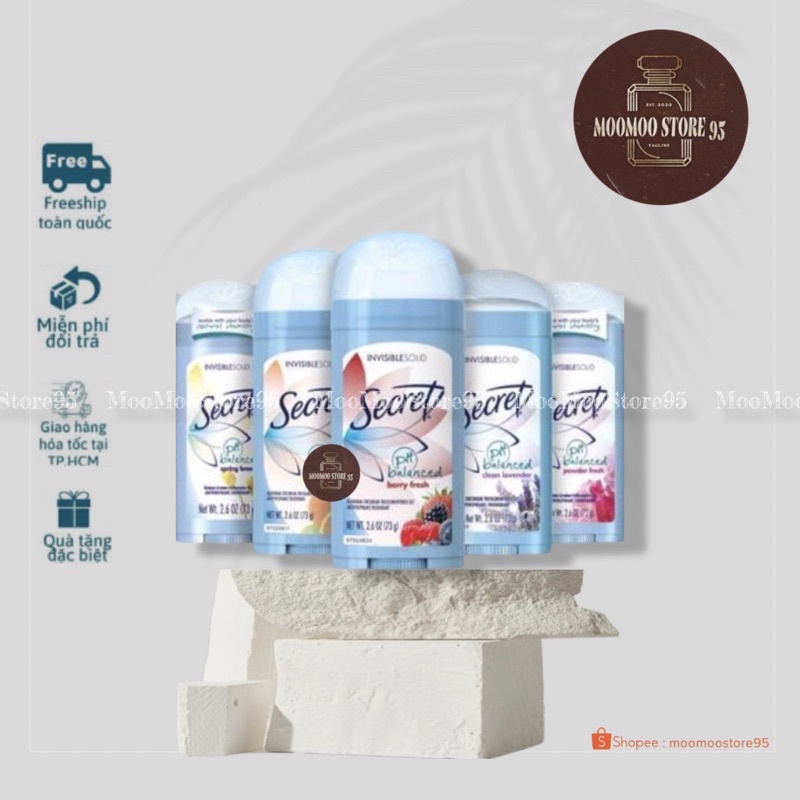 (HOTHIT) Lăn Nách Khử Mùi Secret USA Cho Nữ Invisible Solid ( Đủ Mùi )