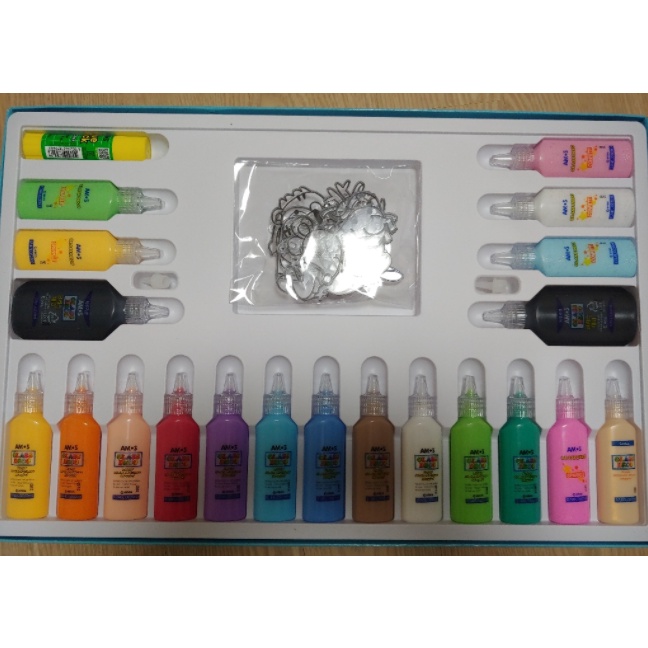 Bộ màu vẽ và khuôn trang trí trên giấy kính Hàn Quốc dễ thương tiện dụng