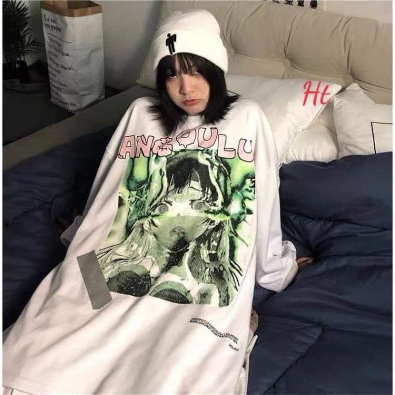 Áo cô gái khói xanh tay dài HT12