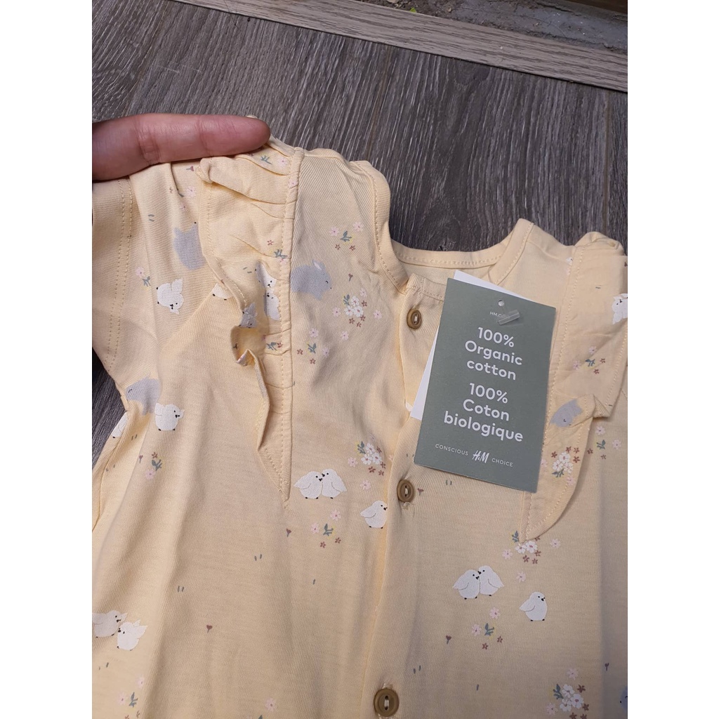 Bộ liền thân chất cotton Organic HM siêu mềm cho bé