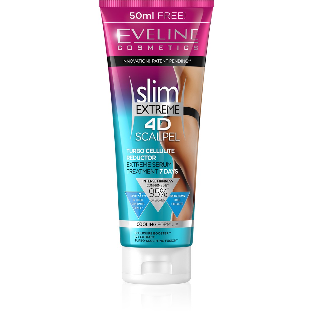 Gel Tan Mỡ Cấp Tốc Slim Extreme 4D EVELINE Lạnh, Giúp Giảm Mỡ Dưới Da Hiệu Quả Tuýp 250ml