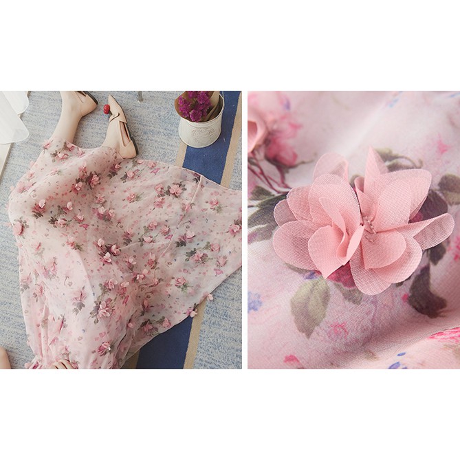 ĐẦM VÁY MAXI VOAN HOA NỔI CỔ YẾM HÀNG QUẢNG CHÂU LOẠI 1 | BigBuy360 - bigbuy360.vn