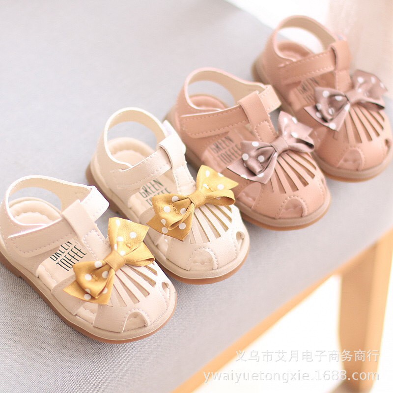 Sandal tập đi cho bé - sandal nơ chấm bi cho bé thoáng khí chống trượt cho bé mã kb-3