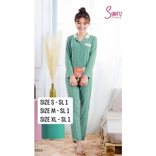 Đồ bộ pijamas lụa sunfly áo dài tay, quần dài st8533