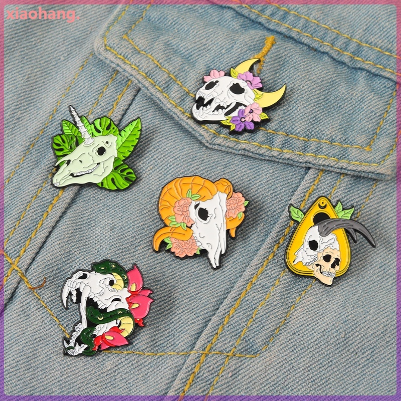 Ghim Cài Áo Hình Đầu Lâu Tráng Men 5 Kiểu Dáng Độc Đáo Cho Nữ
