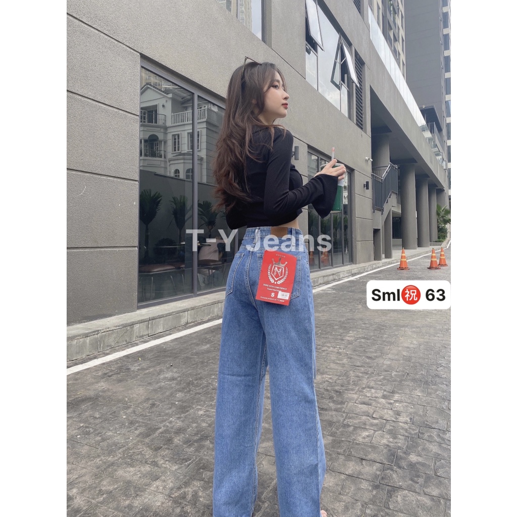 Quần Jeans Nữ Ống Rộng ⚡️HOT HOT HOT ⚡️ SIMPLE JEANS Xanh Nhạt Lưng Cao Dáng Suông Ulzzang,TY60/61/62/63.