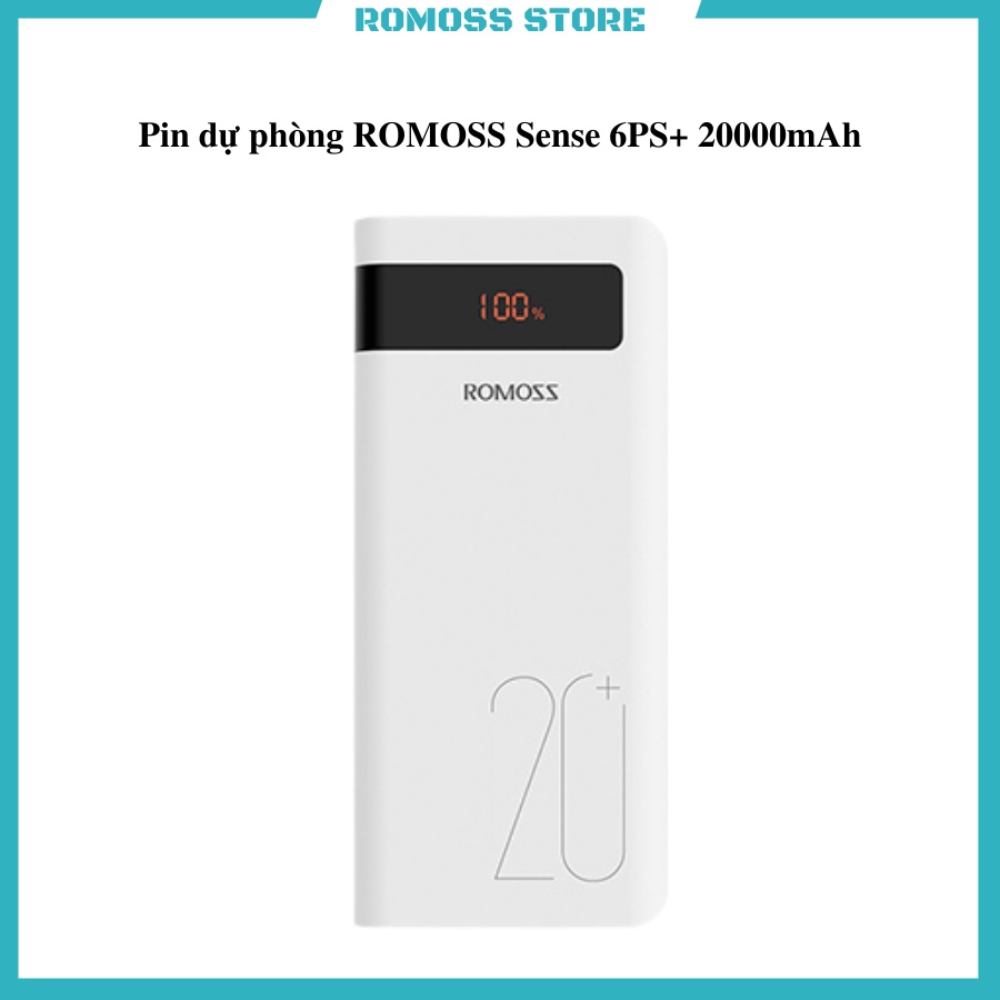 Sạc dự phòng 20000mAh, Pin dự phòng Romoss Sense 6P+, sạc nhanh 18W, Sạc cùng lúc 3 thiết bị, bảo hành 12 tháng