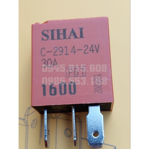 Rơ le 5 chân Sihai 12v/24v 30A cao cấp. Rơ le bé.