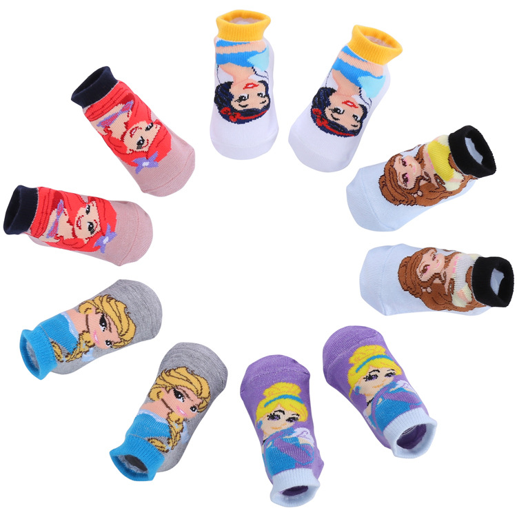 Set 5 Đôi Vớ Cotton Họa Tiết Hoạt Hình Disney Dễ Thương Cho Bé 0-2 Tuổi