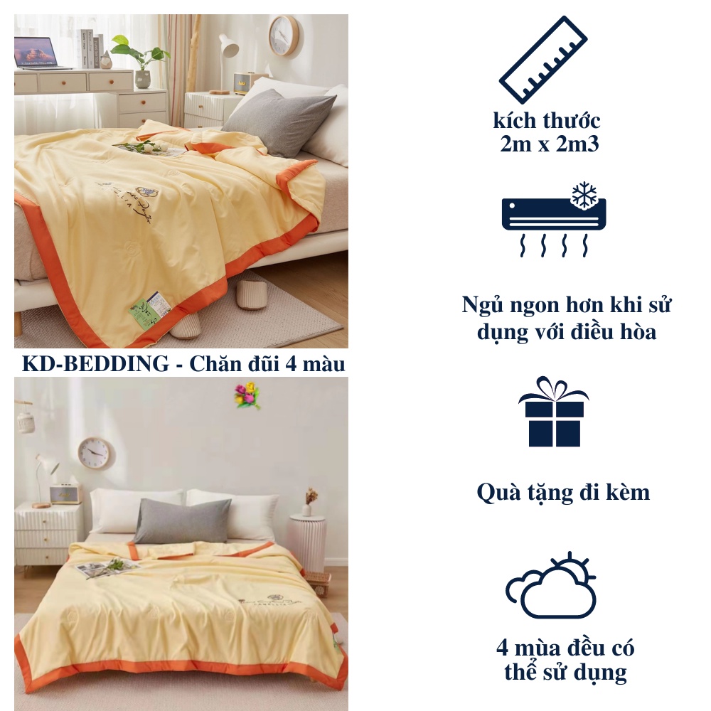Chăn hè đũi cotton 3 lớp chần bông hàn quốc Camellia nhập khẩu. mền mùa hè mát KD BEDDING kích thước 2m x 2m3