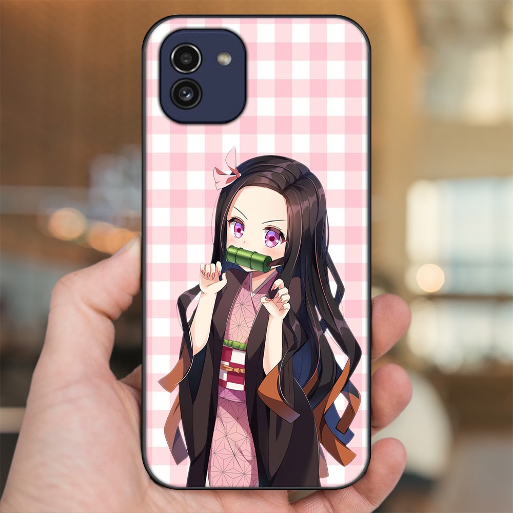 Ốp lưng Samsung A03 viền đen in hình Nezuko Kimetsu no Yaiba