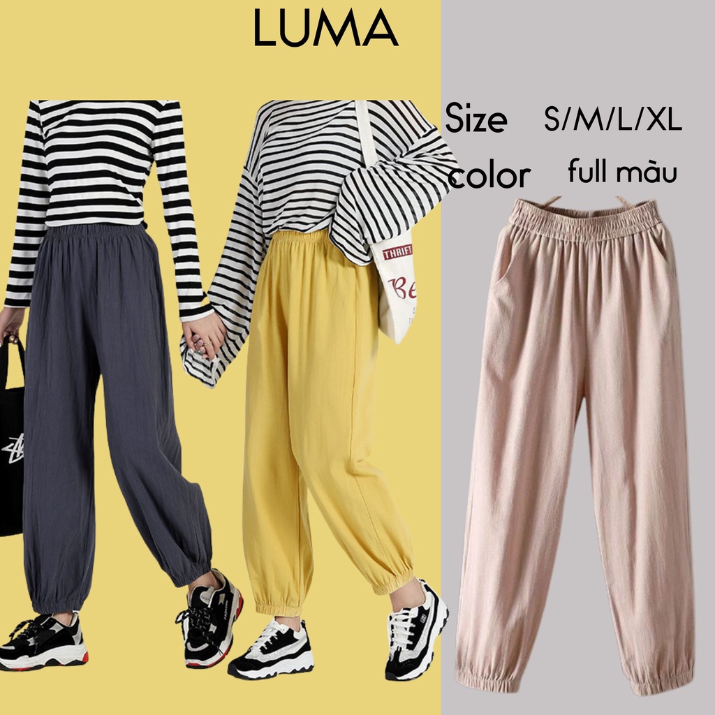 Quần alibaba nữ đũi siêu mát có biggsize, quần jogger nữ bo gấu trẻ trung năng động LUMA 123