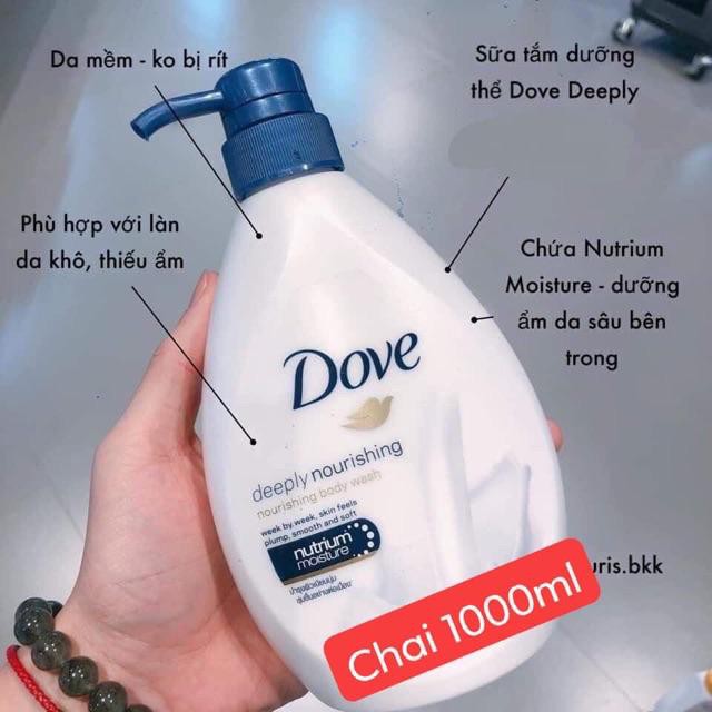 Sữa Tắm Dove Dưỡng Ẩm Chuyên Sâu Deeply Nourishing Thái Lan - 1000ml