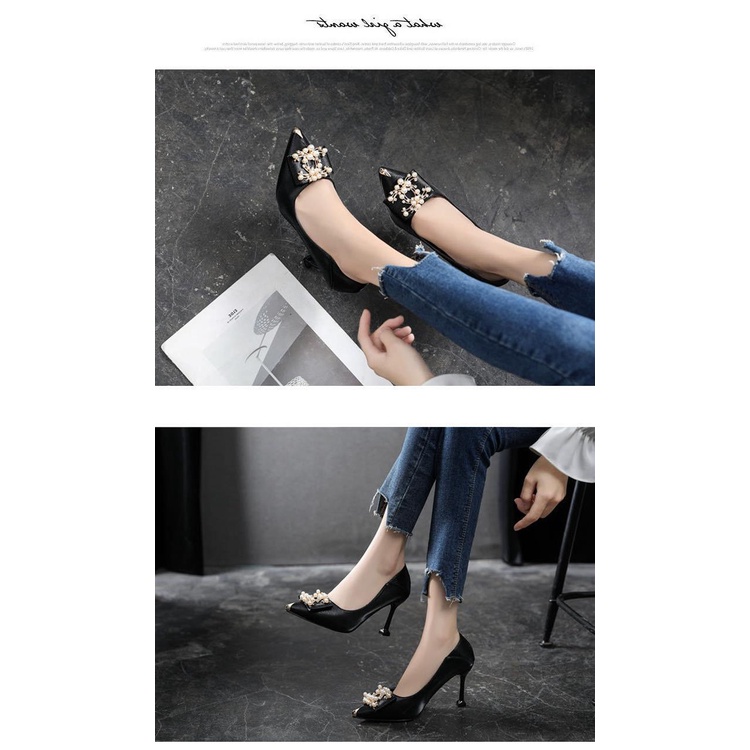 Giày cao gót da mềm thời trang công sở dành cho nữ 2021