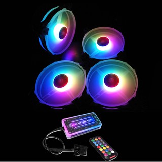 Bộ 4 fan case coolmoon aura led rgb coolman v3 - kèm hub + remote