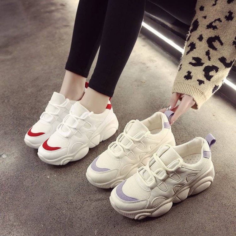 Giày Thể Thao Đế Bằng Phối Lưới Thoáng Khí Thời Trang Cho Nữ