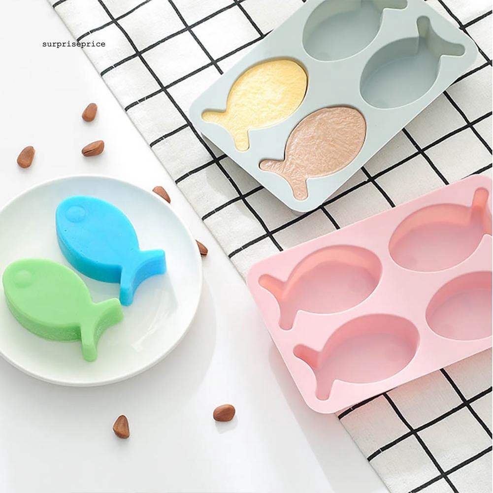 Khuôn silicone làm bánh 4 ô hình cá đáng yêu tiện dụng