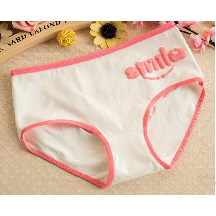 Quần lót nữ mã QN.05 chất cotton đẹp trẻ trung chữ smile cho chị em thoải mái lựa chọn