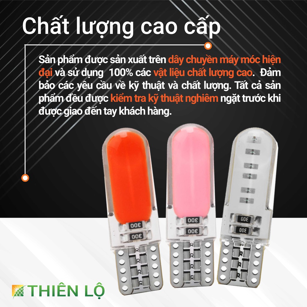 Bộ 4 Bóng đèn LED demi xi nhan chân T10 12 Chip COB siêu sáng bọc SIlicon cho ô tô xe màu cao cấp của Thiên Lộ