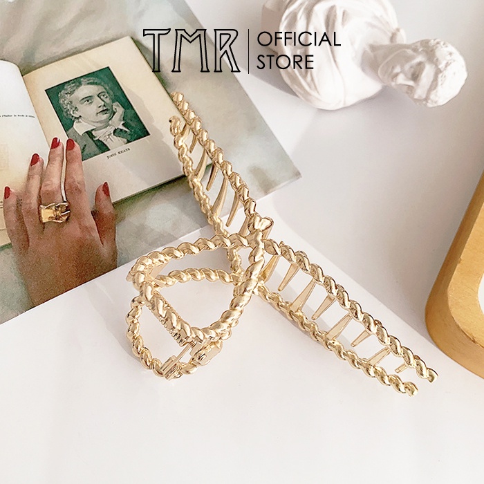 Kẹp tóc càng chéo xoắn ốc TMR cao cấp màu vàng sang chảnh, quý phái