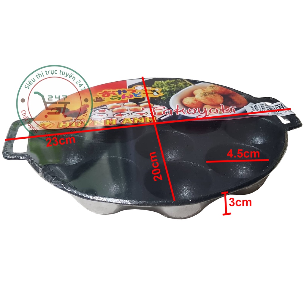 Khuôn đổ làm bánh khọt Nhật takoyaki chống dính 14 lỗ Huỳnh Anh