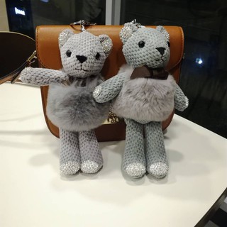 Móc túi xách Gấu Teddy mặc áo lông vũ