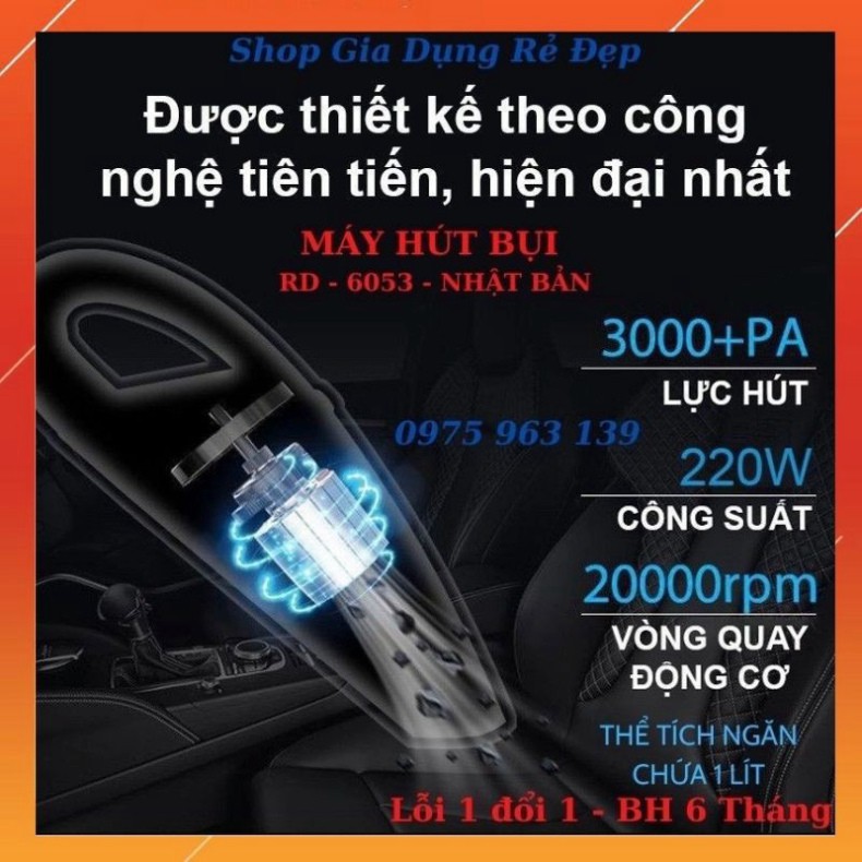 (HOT) MÁY HÚT BỤI MINI CẦM TAY RD-6053 - NHẬT BẢN 💥FREE SHIP💥Không Dây, Sạc Tích Điện - Làm sạch Oto, Nhà cửa