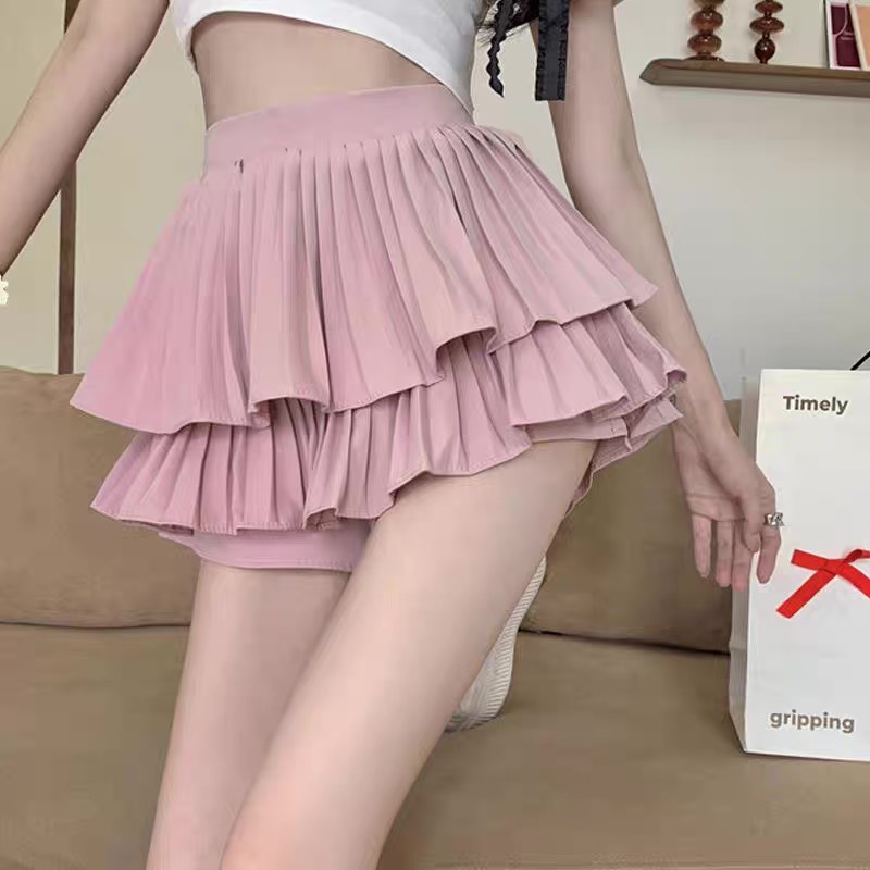 Chân váy xếp li phồng 2 tầng form xòe dáng ngắn