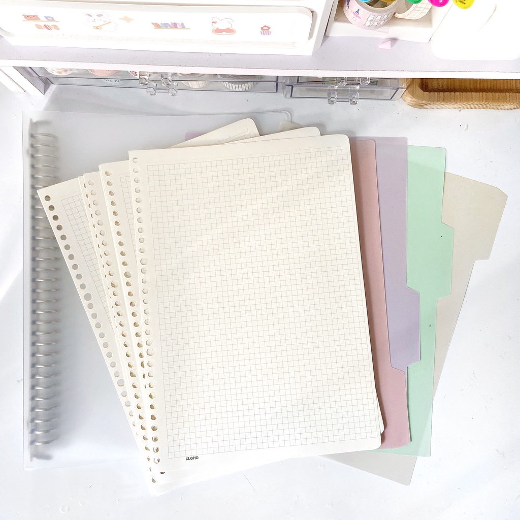 SỔ CÒNG SIZE A4 30 LỖ GHI CHÉP HỌC TẬP BINDER BULLET JOURNAL SẴN 100 TỜ GIẤY SIÊU DÀY 120 GSM KLONG