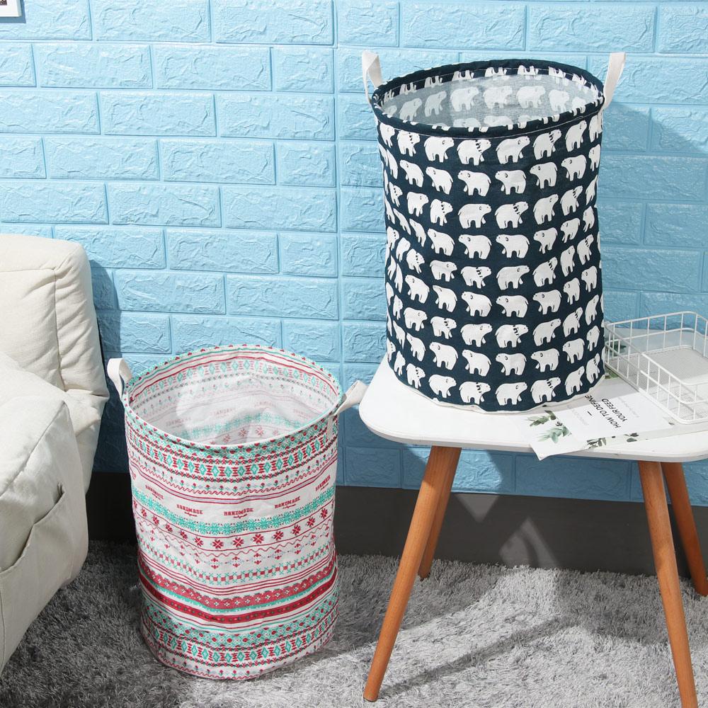 KUNHEV ❈Hoa Mẫu Đơn❈ Giỏ Đựng Đồ Giặt Hình Tròn Cỡ Lớn Chống Thấm Nước Có Thể Gấp Gọn Tiện Dụng