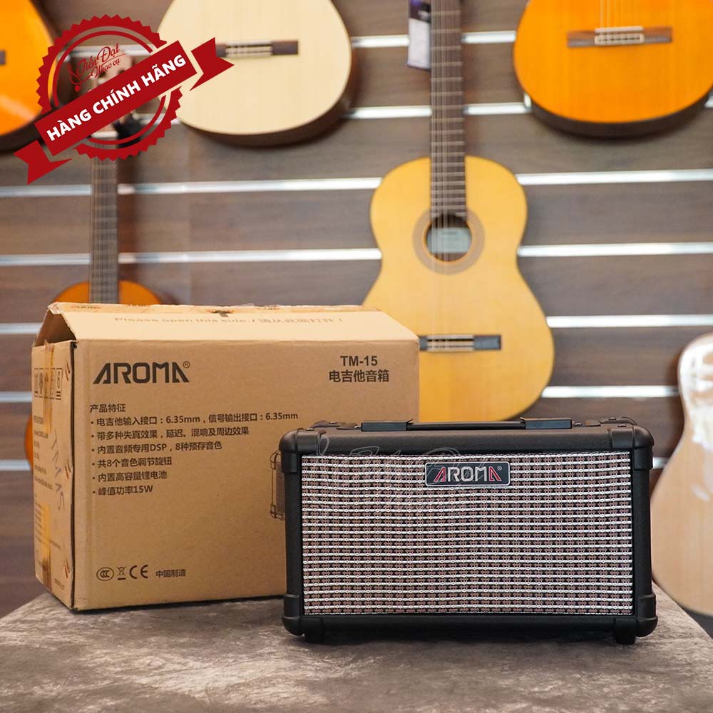 Ampli/ Amply/ Âm Ly Guitar Điện Aroma TM15 Kết Nối Bluetooth, Tích Hợp Pin Sạc Chất Lượng Cao - Nhập Khẩu Chính Hãng