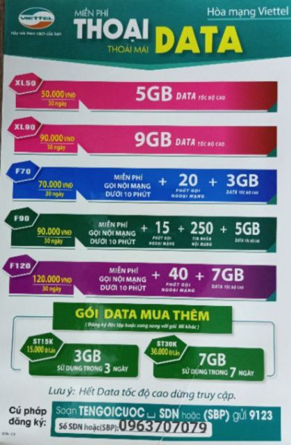 Sim Viettel Giá Rẻ Gọi Nội Mạng Miễn Phí và Internet Miễn Phí.Được Tham Gia Tất Cả Chương Trình Khuyễn Mãi Của Viettel..