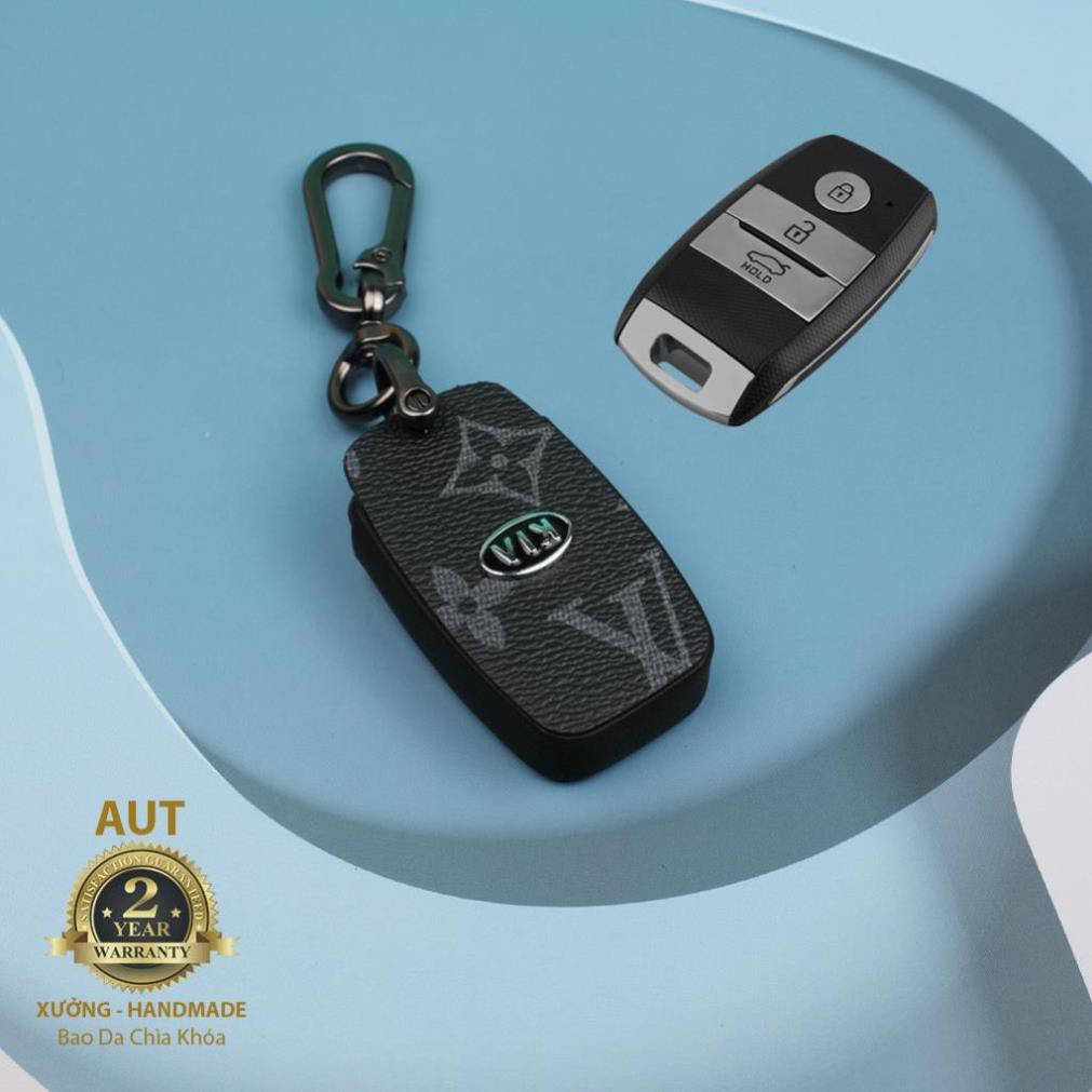 Bao da chìa khóa Smartkey Kia 3 nút (Kia Morning, Seltos, Soluto, Rio, Cerato, Optima, Rondo, Sorento) da Canvas L V