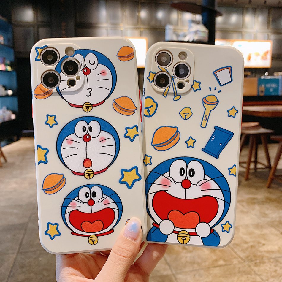 Ốp điện thoại silicon mềm doraemon viền thẳng IPhone 11 12 Pro 12Pro Max 12mini 6 7 8 Plus X XS MAX XR 7Plus 6 6S Plus