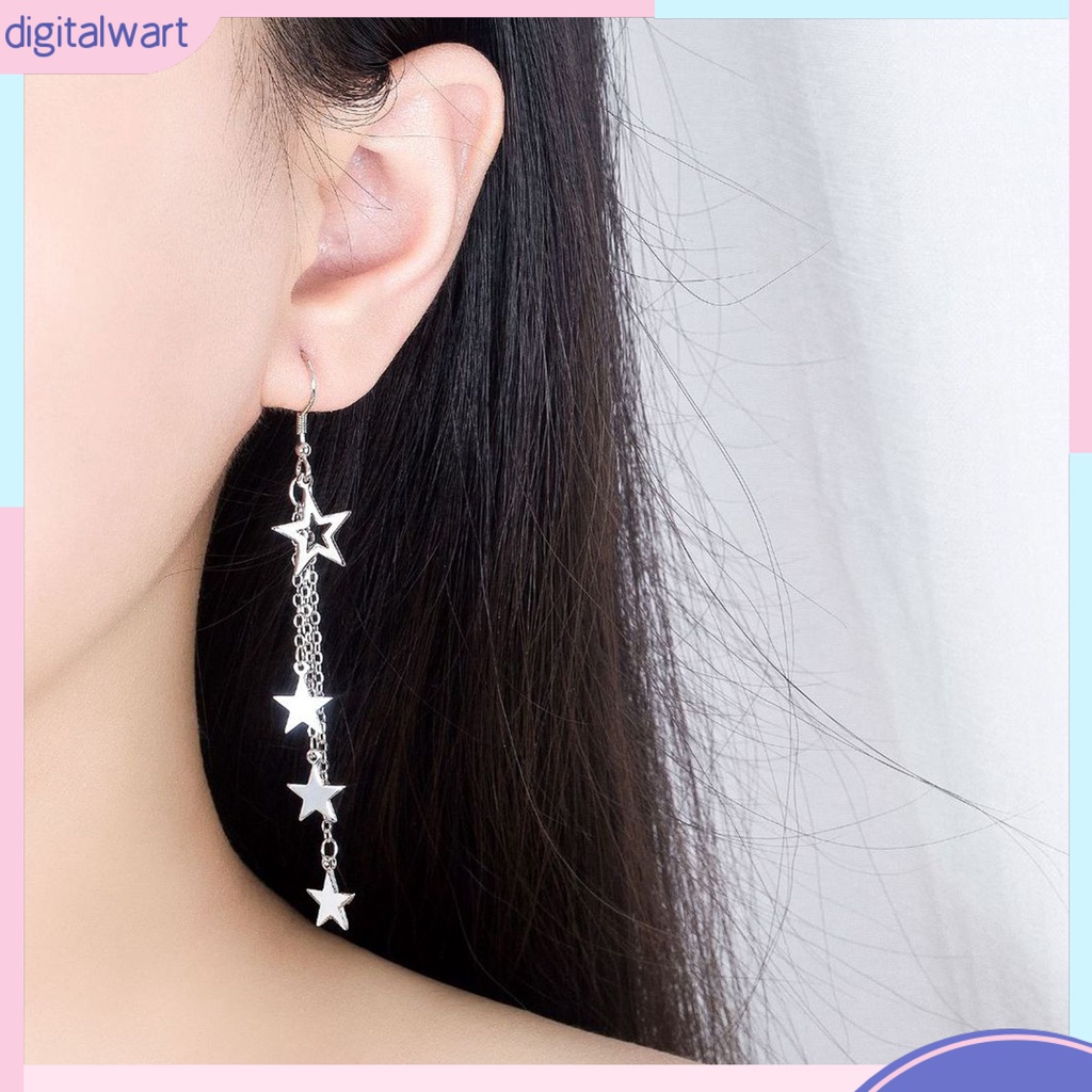 Đôi Khuyên Tai Dài Hình Ngôi Sao Lấp Lánh Thời Trang Cho Nữ