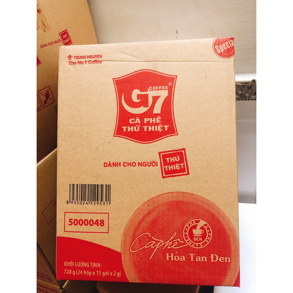COMBO 24 hộp - Cà phê Trung Nguyên G7 hòa tan đen không đường - tặng 1 ly sứ Trung Nguyên