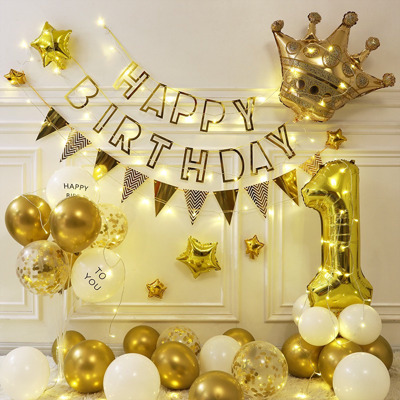 [MẪU MỚI] Set Bong Bóng Trang Trí Sinh Nhật Happy Birthday Cho Bé Trai Bé gái Người Lớn Siêu Đẹp Tặng Kèm Bơm Băng Dính