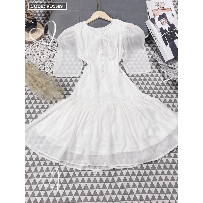 [HCM – hàng cao cấp] Mẫu đầm nữ đẹp Baby doll nơ cổ nút ngực. Freeship toàn quốc. | BigBuy360 - bigbuy360.vn