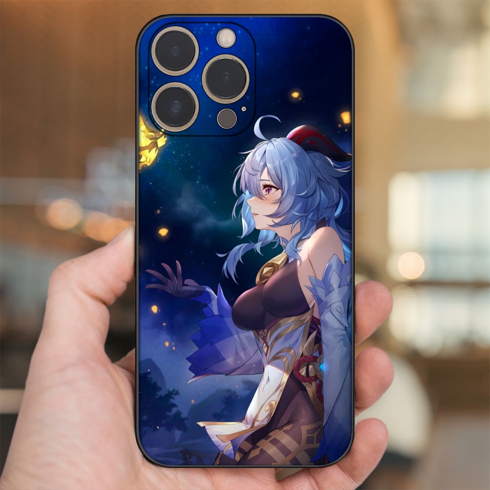 Ốp lưng iPhone 14 Pro dẻo đen cạnh vuông in hình Ganyu Genshin Impact