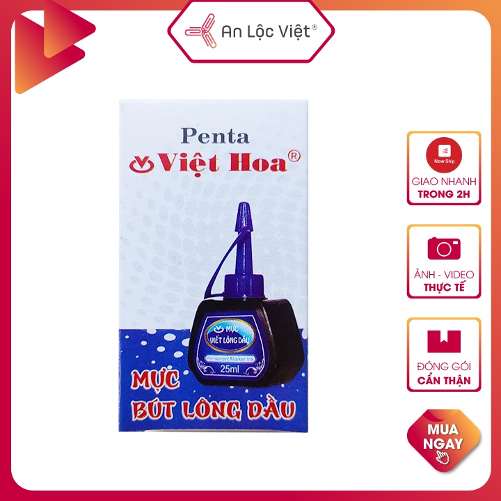 Chai 25ml Mực Lông Dầu Penta - Xanh Dương sử dụng đổ mực cho các loại bút lông dầu hiện nay