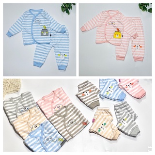 Bộ Dài Tay Cho Bé Sơ Sinh NOUBABY Chất COTTON NỈ Cúc Chéo - Quần Áo Sơ Sinh - Bộ Dài Tay Cho Bé Trai Bé Gái 3-9KG