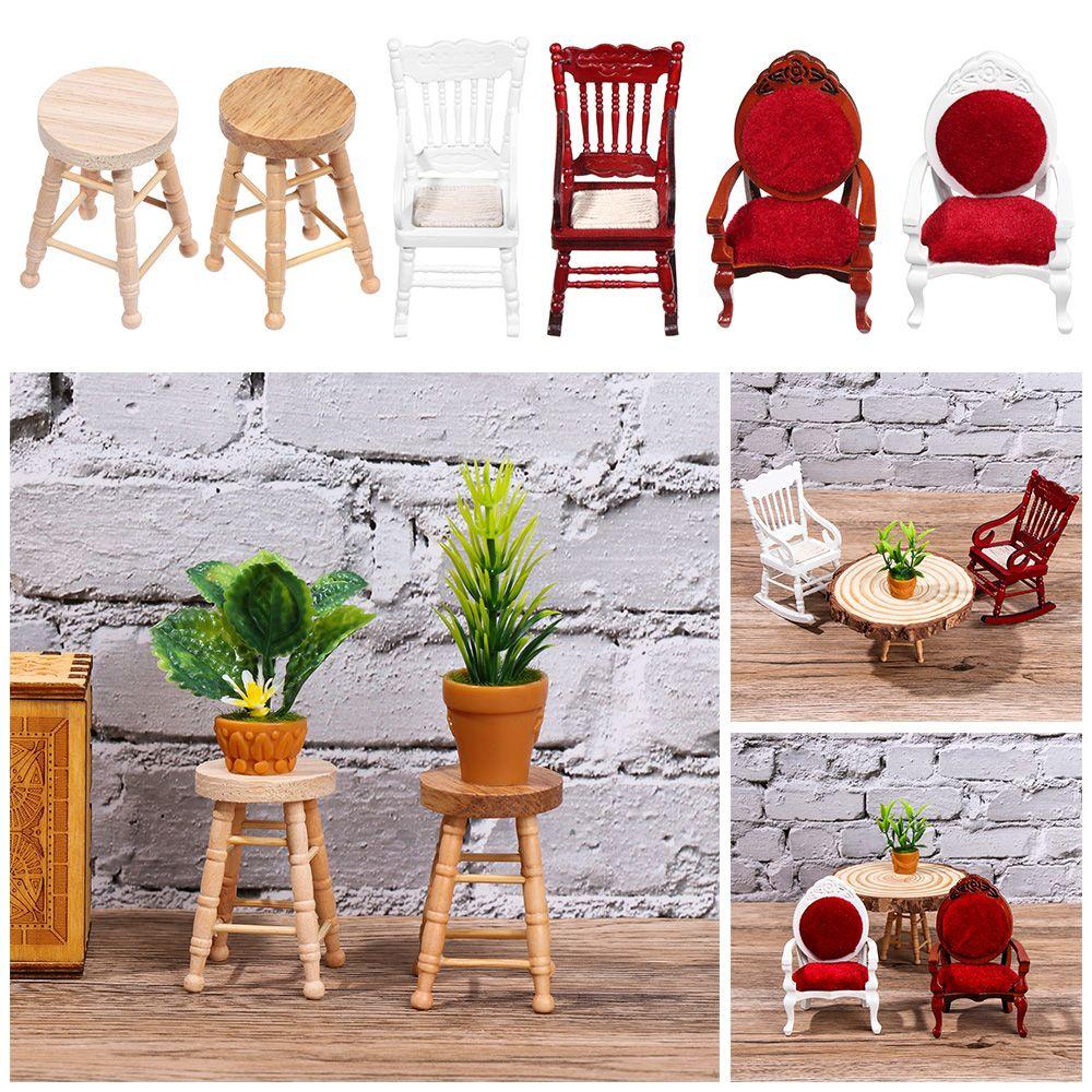 Mô Hình Ghế Gỗ Mini Tỉ Lệ 1: 12 Trang Trí Nhà Búp Bê