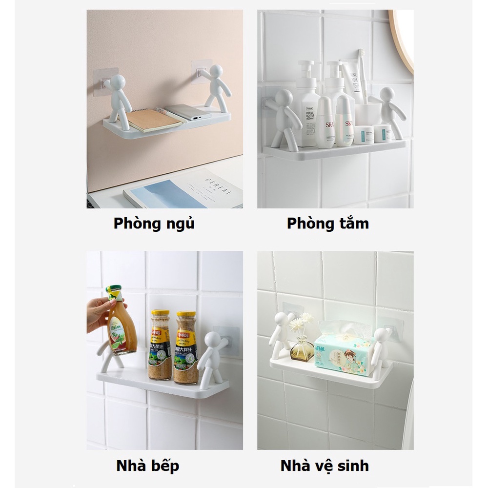 Kệ hình nhân decor nhà tắm, kệ nhựa nhà bếp dán tường siêu dính chịu lực Tiện Lợi | BigBuy360 - bigbuy360.vn