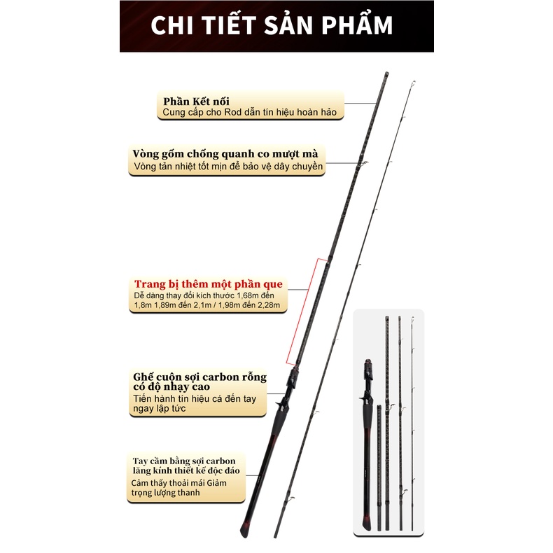 Cần câu cá KINGDOM siêu nhẹ 4+1 thiết kế tiện lợi cho du lịch