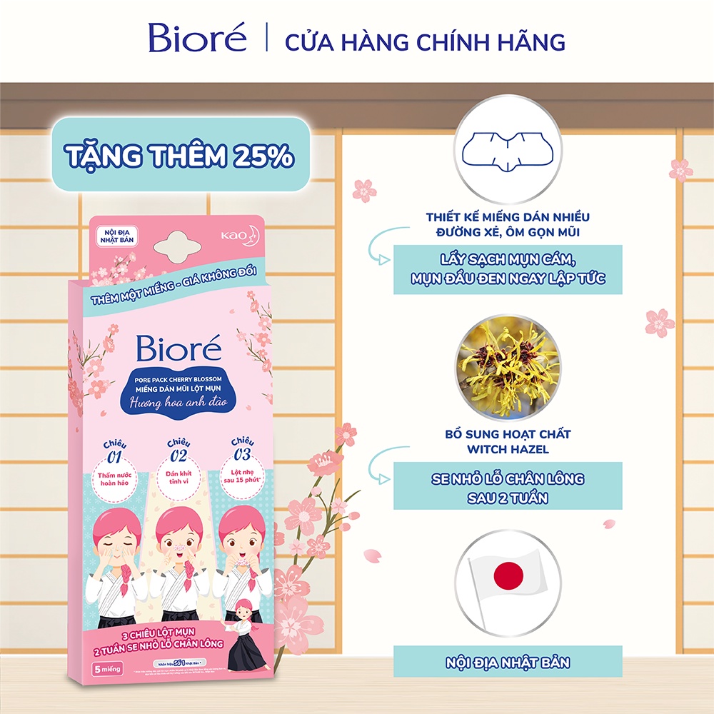 (Chọn Hương) Combo 3 Miếng Dán Lột Mụn mũi Biore Pore Pack (5 miếng/hộp)