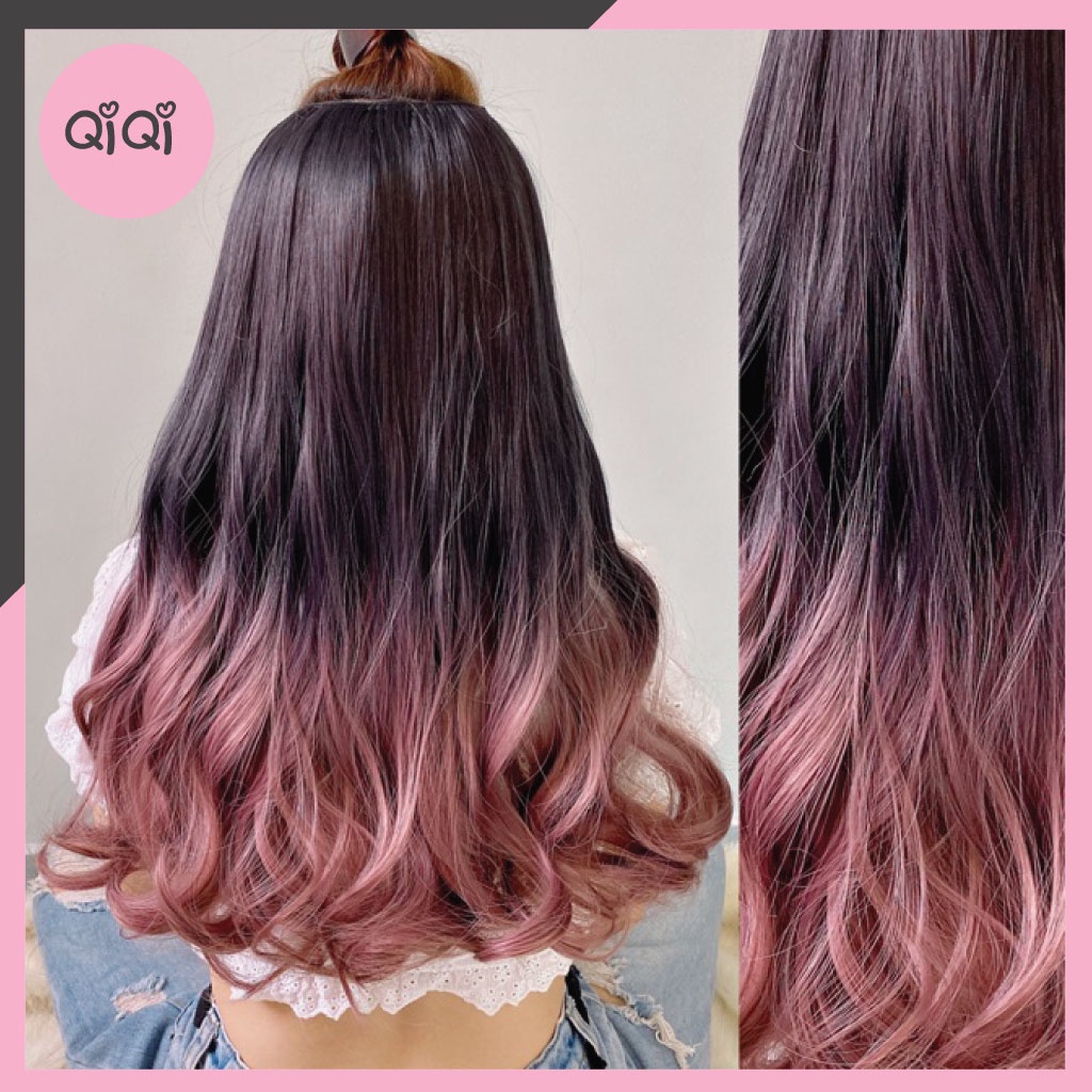 Tóc giả xoăn ombre chữ U sang chảnh Qiqishop