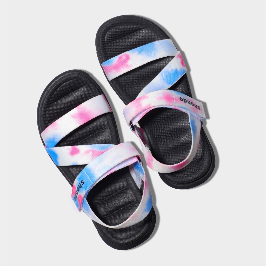 Giày sandal nữ SHONDO Ombre Sport đế đen quai cầu vồng đi học, đi chơi [HÀNG CHÍNH HÃNG]