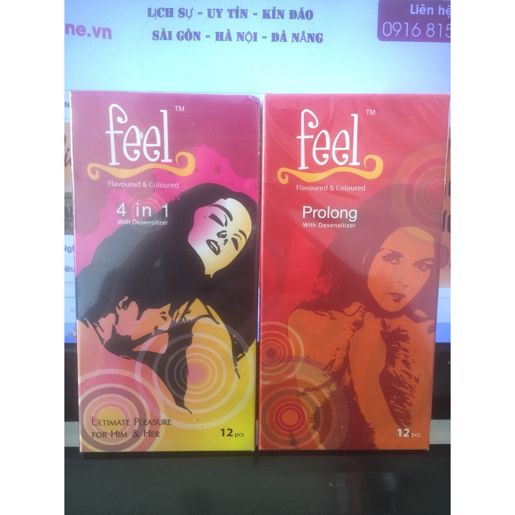 [Shopee mall] ComBo 2 hộp bao cao su feel 4in1 , feel prolong GIÚP KÉO DÀI THỜI GIAN QUAN HỆ LÂU (12C)